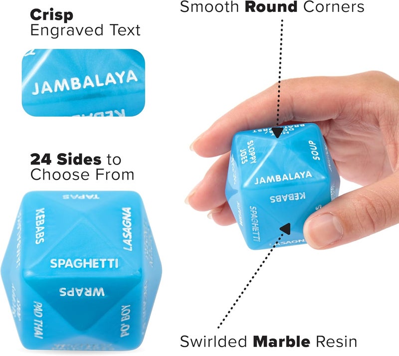Itera Dinner Dice Version 2- for Couples Takeout Date Night Ideas 2"x2"x2" Decision Dice in Blue - Image 3